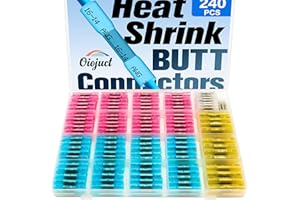 OIOJUCT Heat Shrink Butt Connectors Kit - Waterproof Electrical Splice Crimp Terminal for Automotive Wiring - Marine Grade Heat Shrink Wire Connectors Set (240Pcs)