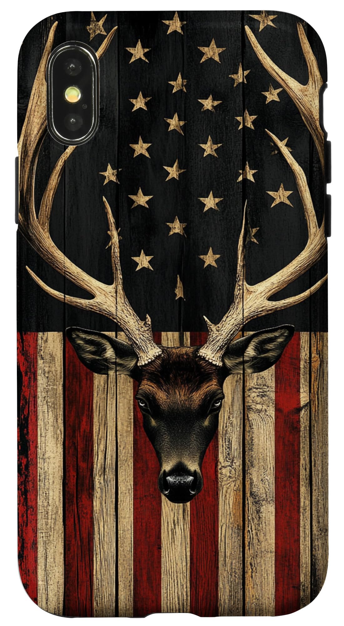 iPhone X/XS Deer Hunting American Flag With Deer Antlers Case