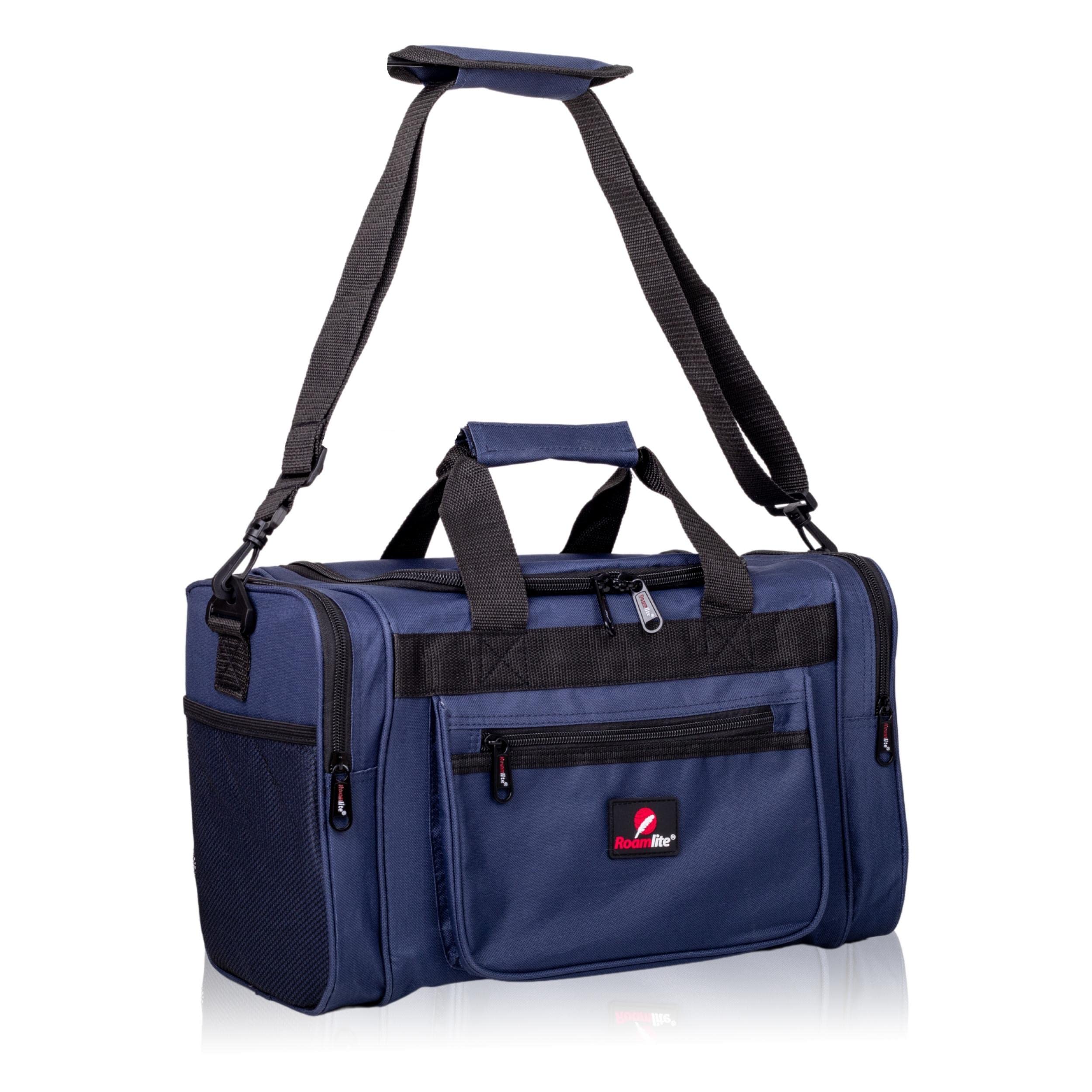 Roamlite Hand Luggage Size Bags - Small Travel Holdalls Ryanair Personal 2nd Item - Cabin Approved Polyester Duffle 40 cm x25x20, 20 Litre Onboard Carry-On RL59N (Navy Blue)