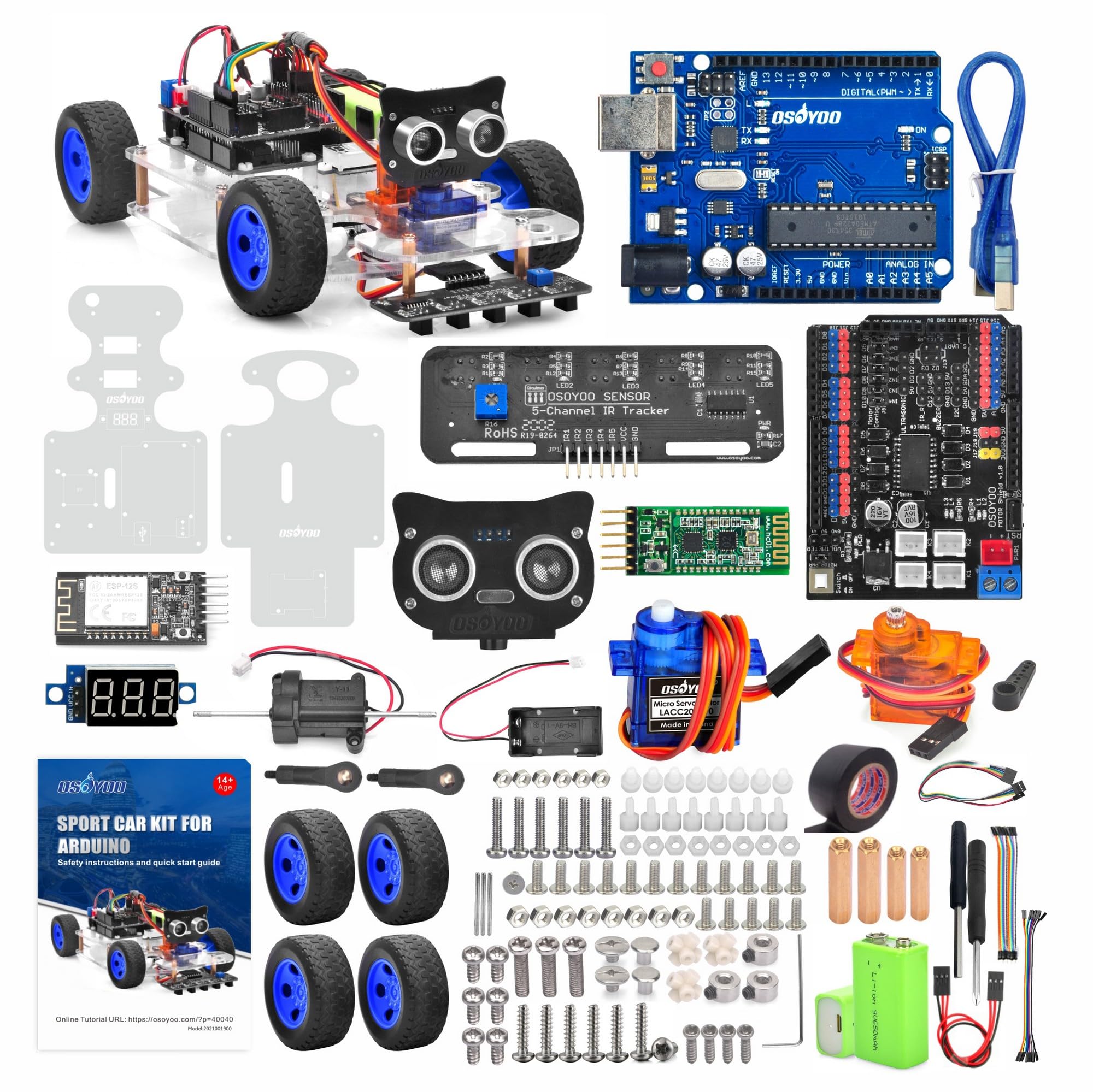 OSOYOO Robot Car V1.0, Electronic Building Kit, Robot Kit, Electronic Construction Kit for Adults, Programmable & Smart Robot Toy, Programmable Robotic Set, Electronic Kit for Arduino UNO