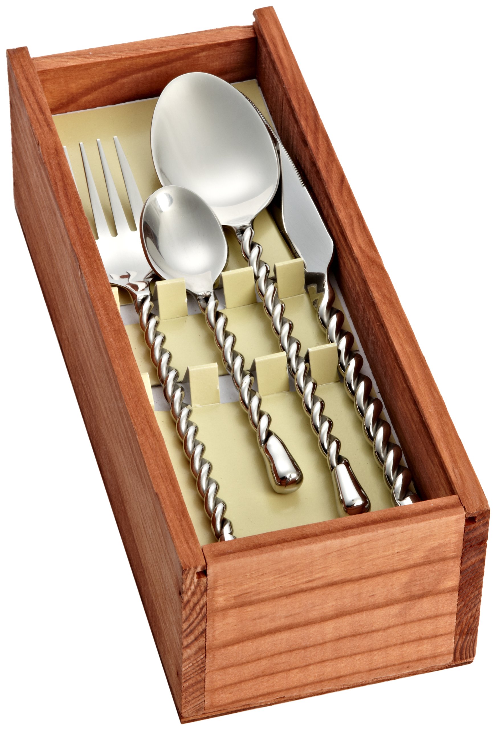 LeBrun 24Piece Steel "Palmier" Twisted Handle Cutlery Set