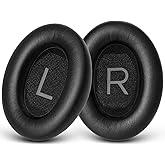 GEVO Replacement Ear Pads for Bose QC45, Ear Cushions for Bose QuietComfort 45 (QC45) & Quiet Comfort SE (QC SE) Headphones, Earpads with Softer Leather Noise Isolation Foam (Black)