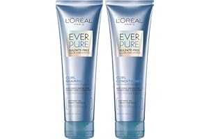 L'Oreal Paris Sulfate Free Shampoo and Conditioner for Curly Hair, Lightweight, Anti-Frizz Hair Care with Coconut Oil, EverPure, 8.5 Fl Oz, Set of 2 (Packaging May Vary)