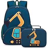 LOIDOU Kids Backpack with Lunch Box Set, Toddler Preschool Boy Backpack with Chest Strap Kindergarten Backpack LunchBox Combo