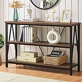 HOMISSUE Entryway Console Table, Rustic Console Table with Wide Storage, Industrial Foyer for Entryway with 3-Tier Open Shelves, Entry Tables for Living Room, Hallway, Brown, 47 Inch