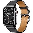 DONEGANI LB1 Leather Band for Apple Watch Hermes Ultra 2 49mm, Series 10 46mm, 9 8 7 45mm 41mm, SE 6 5 4 44mm 40mm, 3 2 1 42mm 38mm Men Women iWatch, Strap