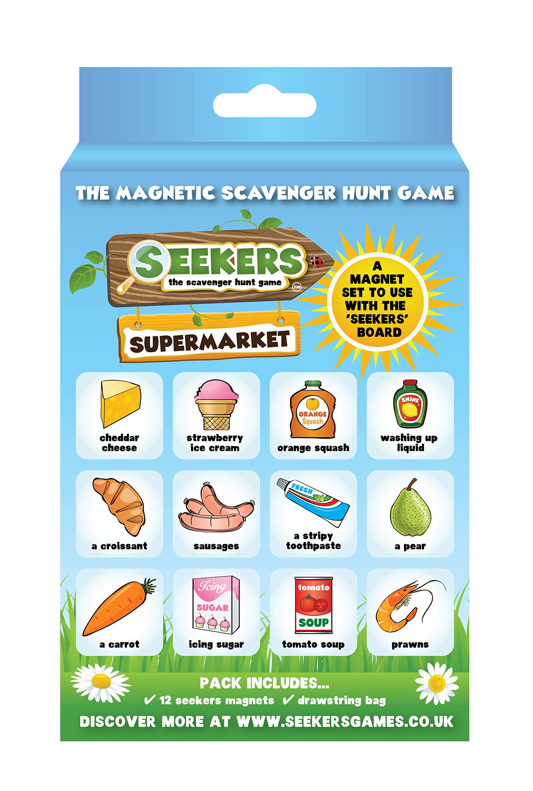 SEEKERS Scavenger Hunt Game Add-On Pack - Supermarket. Fun For Children All Ages. Ideal For Camping, Travel, Holidays and Road Trips. Outdoor Games for Kids. Magnetic Board Sold Separately.