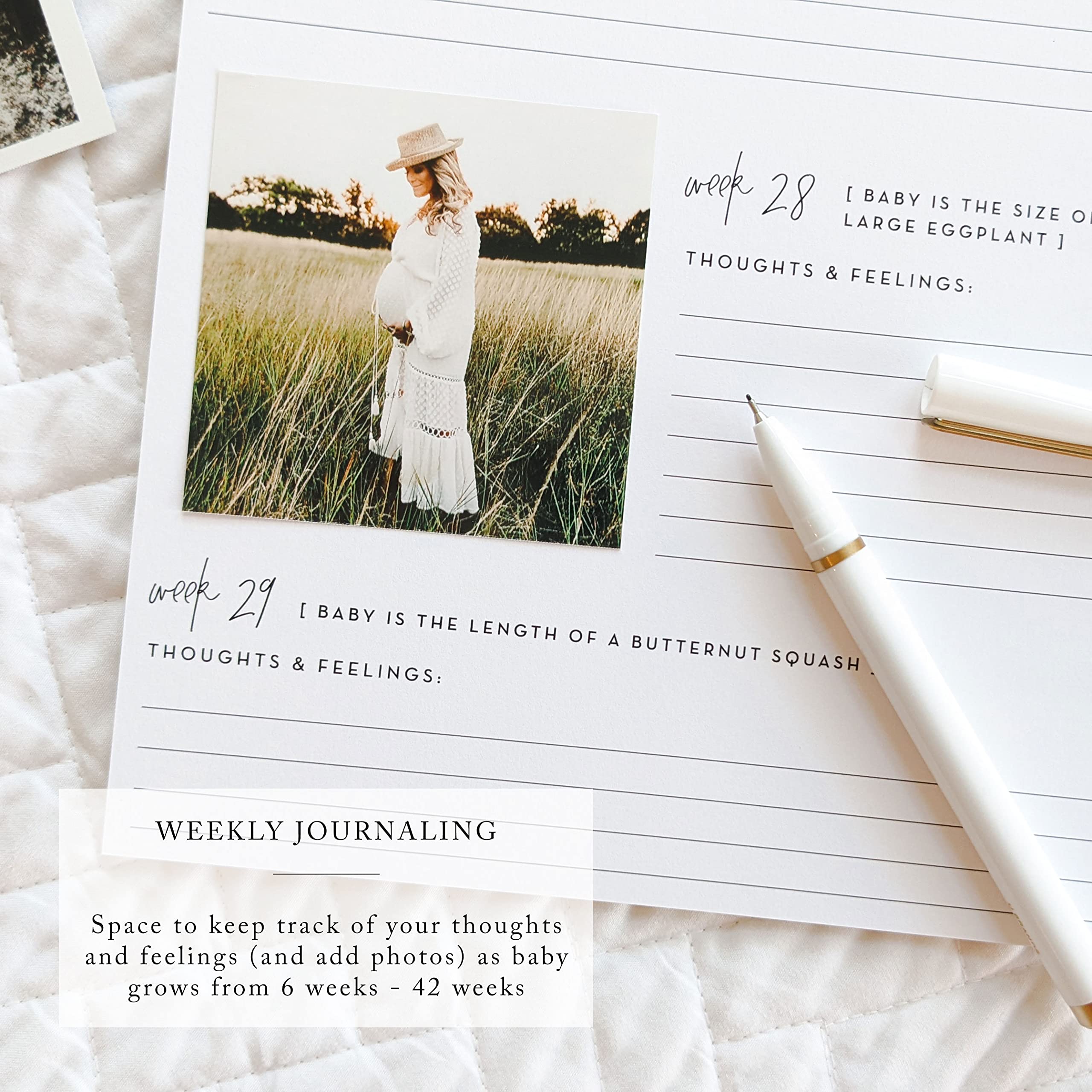 Pregnancy Journal: Welcoming Our Little One, A simple black and white keepsake journal to document important pregnancy milestones + add photos