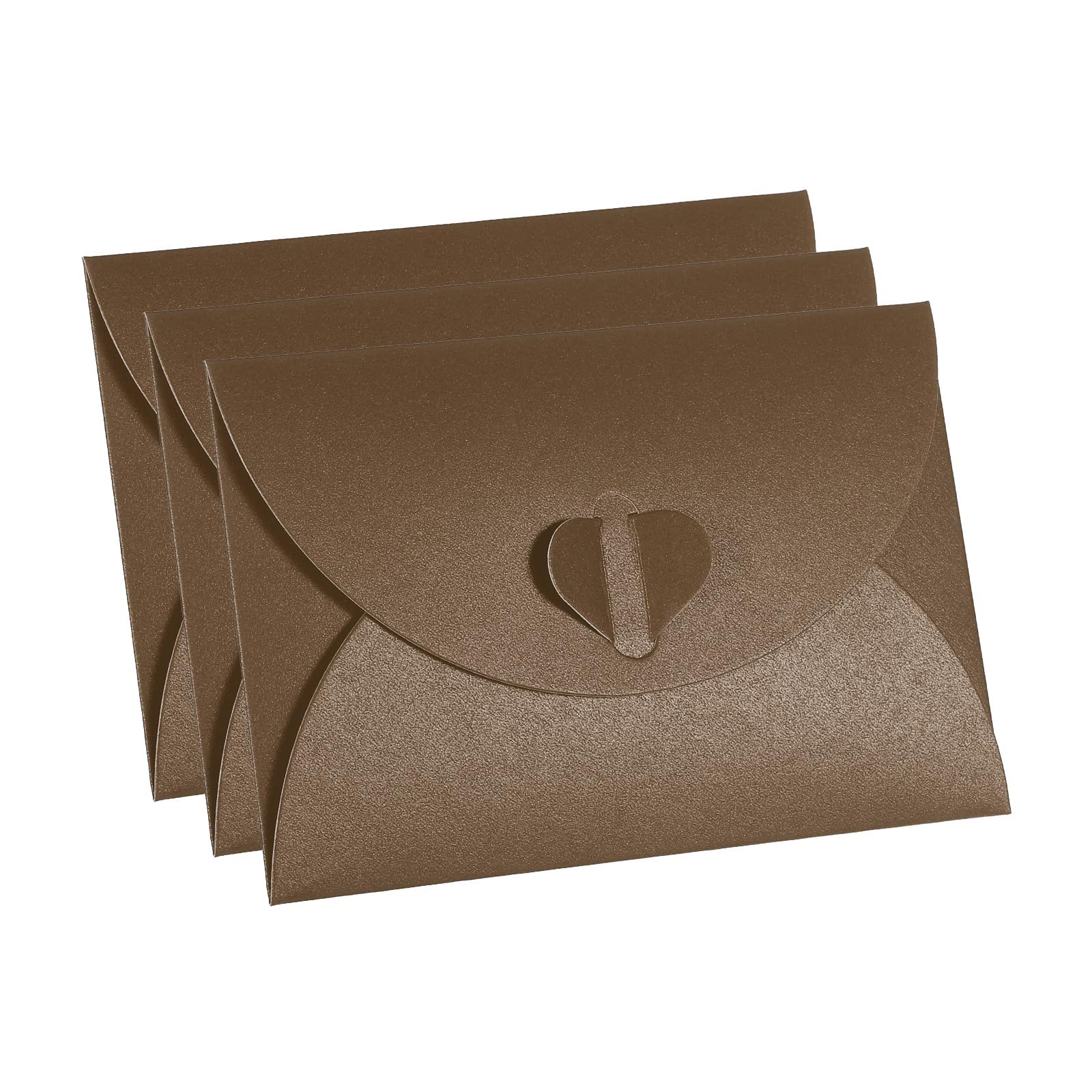 PATIKIL Gift Card Envelopes, 12 Pack Heart Shaped Clasp Small Gift Cards Holder Mini Envelope for Birthdays Weddings, Brown — image 1