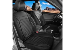 LINGVIDO Car Seat Covers, Breathable and Waterproof Faux Leather Automotive Seat Covers for Cars SUV Truck Sedan,Universal Anti-Slip Driver Seat Cover with Backrest (Front Seat, Black)
