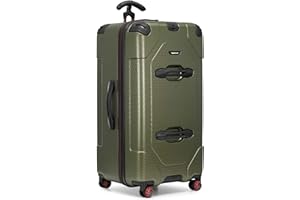 Traveler's Choice Maxporter II 30" Polycarbonate Hardside Trunk Luggage with Spinner Wheels, TSA Lock, Dark Green