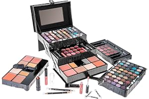 SHANY All In One Makeup Kit (Eyeshadow, Blushes, Face Powder, Lipstick, Eye liners, Makeup Pencils and Makeup Mirror - Makeup Set With Reusable Makeup Storage Box - Black