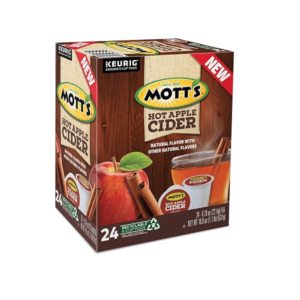 KEURIG MOTT’S HOT APPLE CIDER, KEURIG SINGLE SERVE K-CUP PODS, FLAVORED K CUPS, 24 COUNT