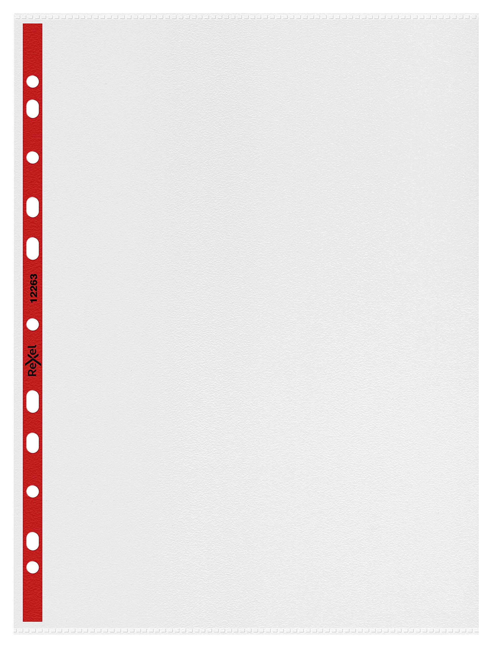 Rexel Quality Foolscap Pockets with Red Spine, Extra Capacity, Left Opening, Embossed, Pack of 25, 12263