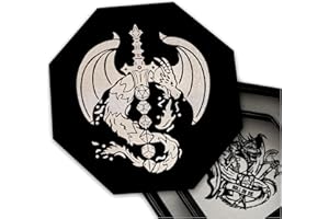 Fantasydice- Silver - Dragon Dice Sword - Dice Tray - 9" Octagon with Lid and Dice Staging Area- Holds 5 Sets(7 Dice Set/Standard) for All Tabletop RPGs Like D&D, Call of Cthulhu, Shadowrun.