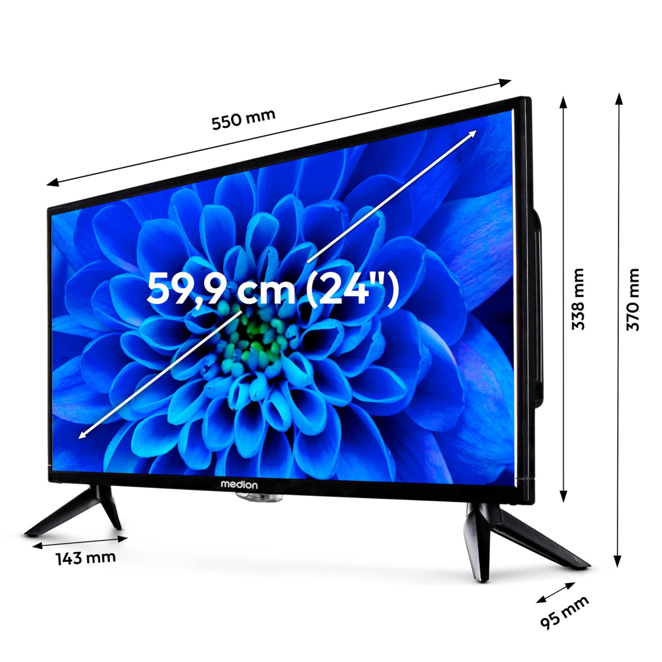 MEDION 59,9 cm (24 Zoll) Full HD Fernseher (integrierter DVD-Player, perfekt für Camping Wohnmobil LKW Garten, 12V KFZ Car-Adapter, Triple Tuner Receiver, HDMI, USB, MD 824001) 6