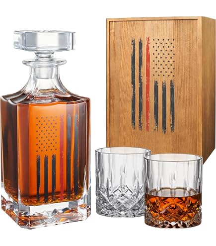 USA-Flaggen Whiskey Dekanter – 750 Ml, Mit Glasstopfen, Personalisiertes Geschenk Für Veteranen