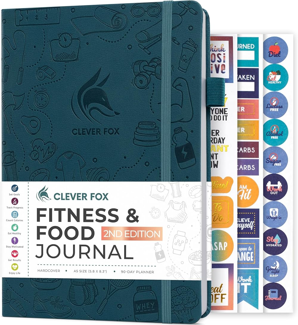 Clever Fox Fitness & Food Journal Nutrition & Workout Planner – Undated, A5
