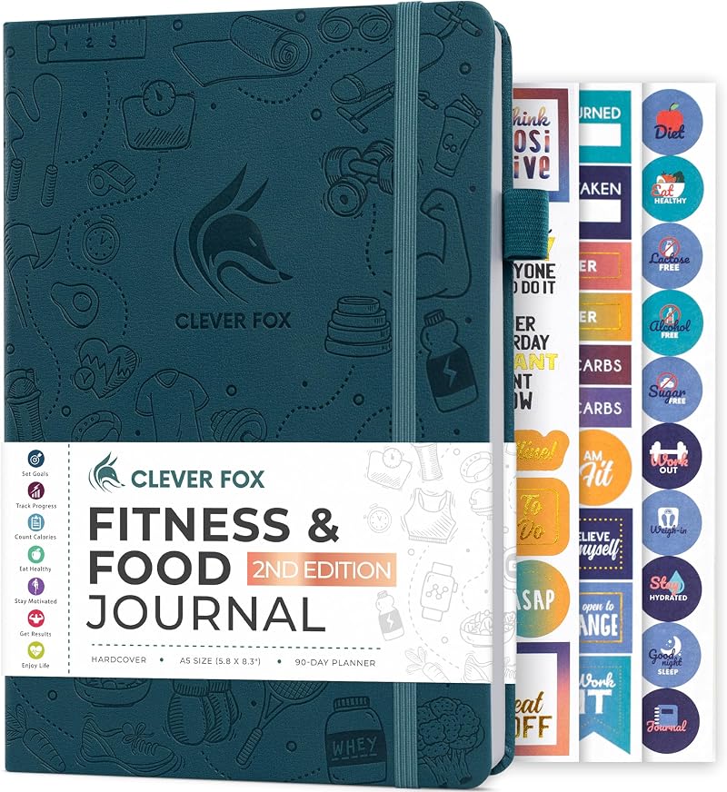 Clever Fox Fitness & Food Journal Nutrition & Workout Planner – Undated, A5