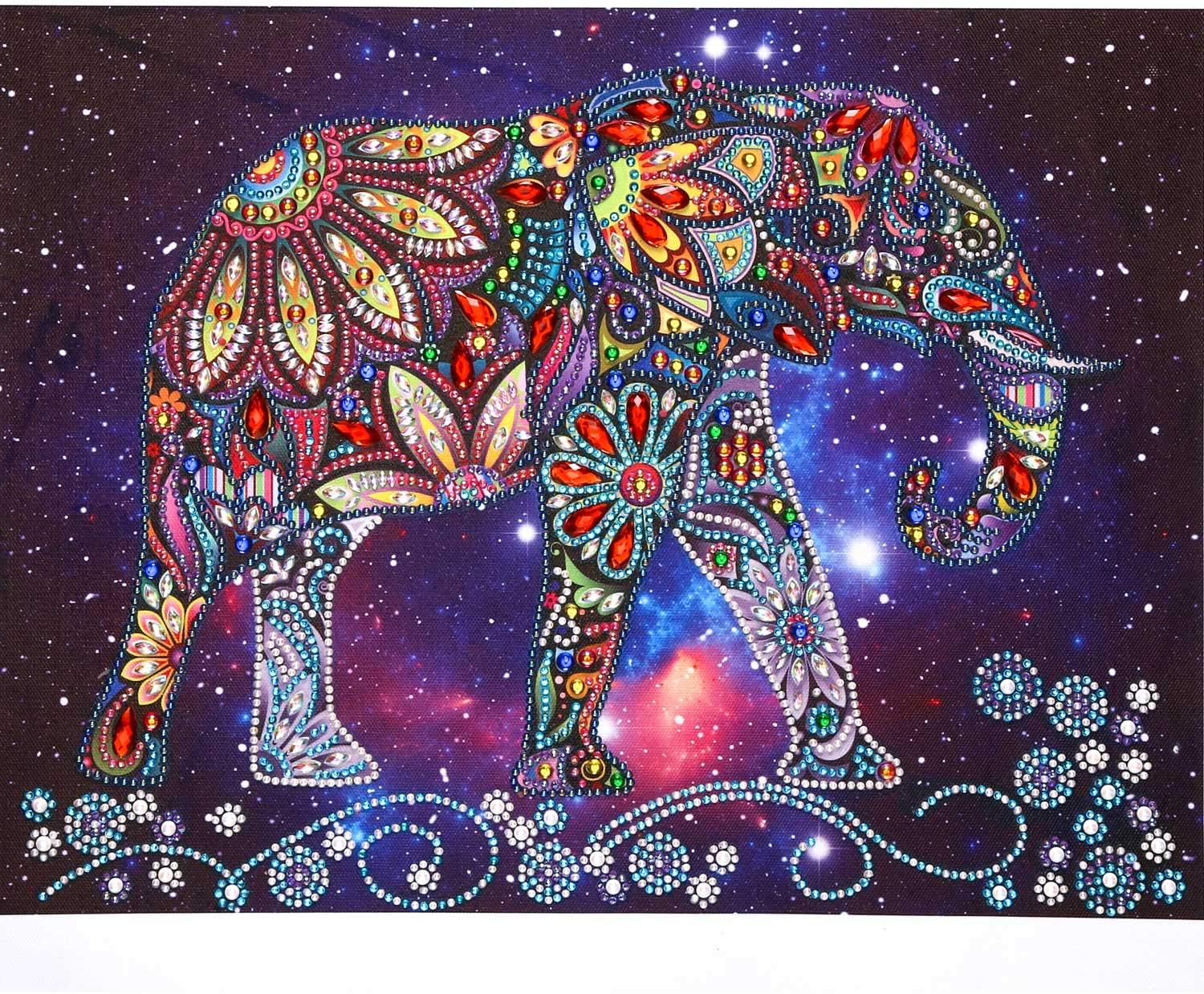 INFELING DIY 5D Special Shape Diamond Painting by Number Kit Crystal Rhinestone Round Drill Picture Art Craft Home Wall Decor 30x40cm Elephant