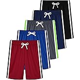 YERIOK 5 Pack Boys Athletic Shorts Boys Shorts Mesh Basketball Soccer Quick Dry Gym Clothes for Kids with Drawstring