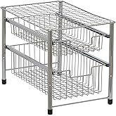 Household Essentials Silver 1239-1 Free Standing Pull Out Cabinet Organizer Shelf | Double, 16.5" Deep