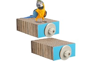 Skyygemm 2 Pieces Bird Chew Toy Parrot Cage Perch Cardboard Platform Bird Paw Grinding Stand Parrot Cage Playground for Macaws, Small Parakeets, Conures, Budgies, Finches Conure Cockatiel (Small)