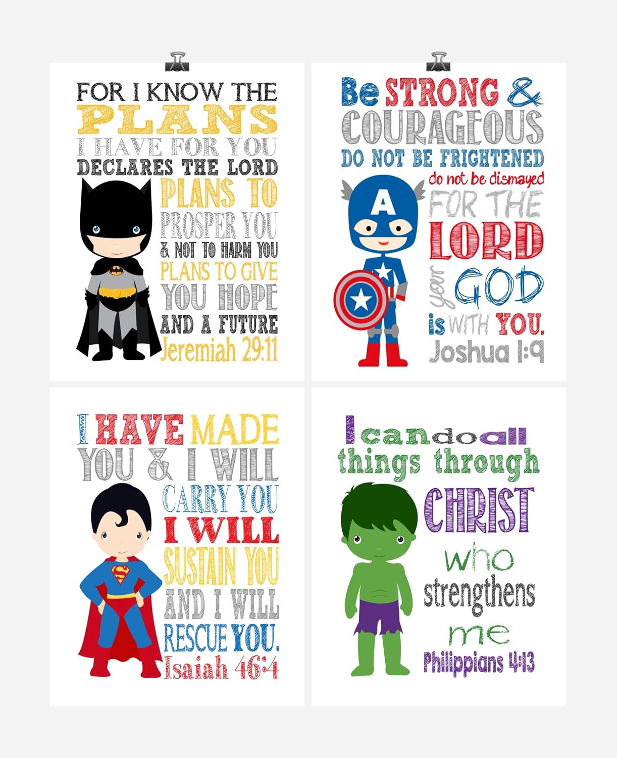 Captain America Superman Kids Wall Decor Superhero Nursery Print Batman
