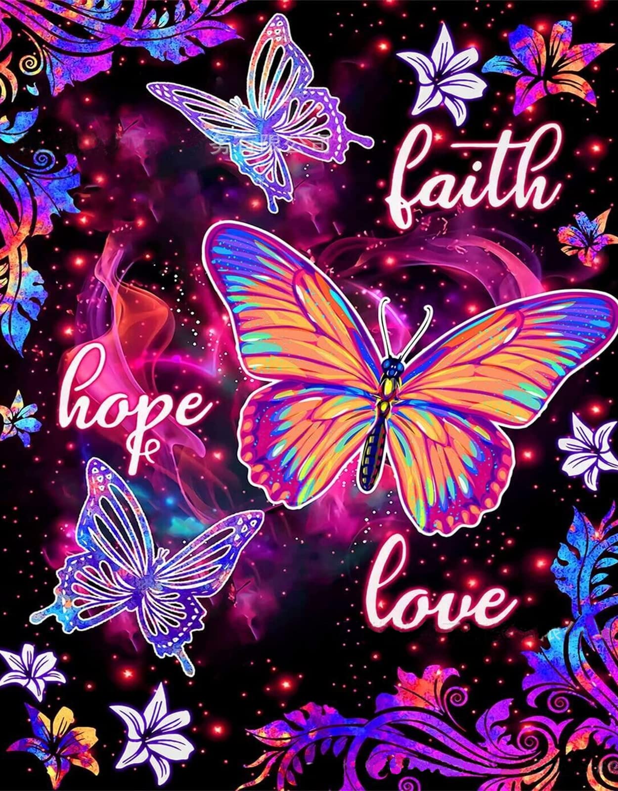 QENSPE Diamond Painting Butterfly Kits for Adults, Full Diamond Painting Kit 5D Flowers Diamond Art Kits Adults, Diamond Painting Gem Art DIY Home Wall Decor 30x40cm / 12x16 in