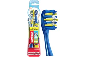Colgate Kids Full Size Toothbrush (2 Pack) with Extra Soft Bristles for Ages 2 and Up, Toddler Toothbrush Featuring Bluey, Su