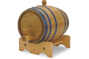 Red Head Barrels - 1 L Premium Distillery-Grade Oak Barrels for Aging Whiskey, Rum, and More, Ideal for Whiskey Barrel or Wine Barrel, American Charred Oak Barrel with 12-Page Cocktail Recipe Booklet