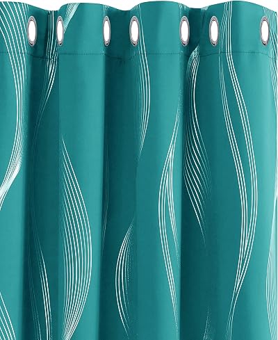 Deconovo Thermal Blackout Curtains Eyelet 2 Panels 46x54 Inch Turquoise