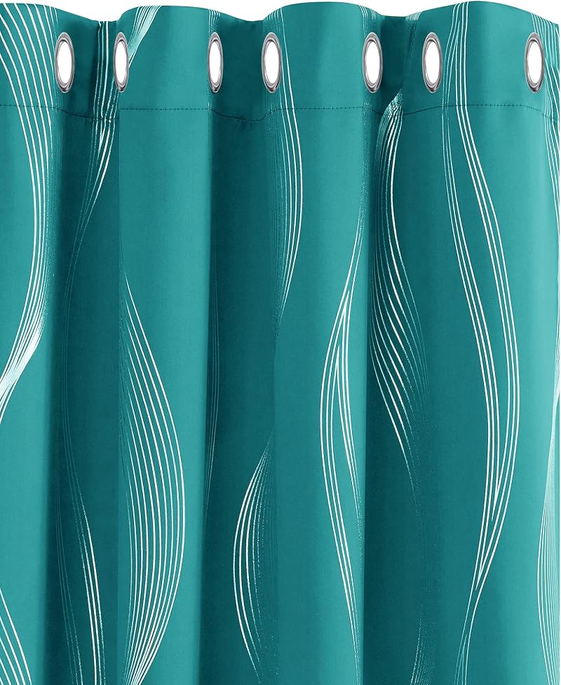 Deconovo Blackout Curtains Eyelet 46x72 Turquoise 2 Panels Thermal Insulated