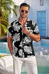 COOFANDY Mens Hawaiian Shirt Short Sleeve Floral