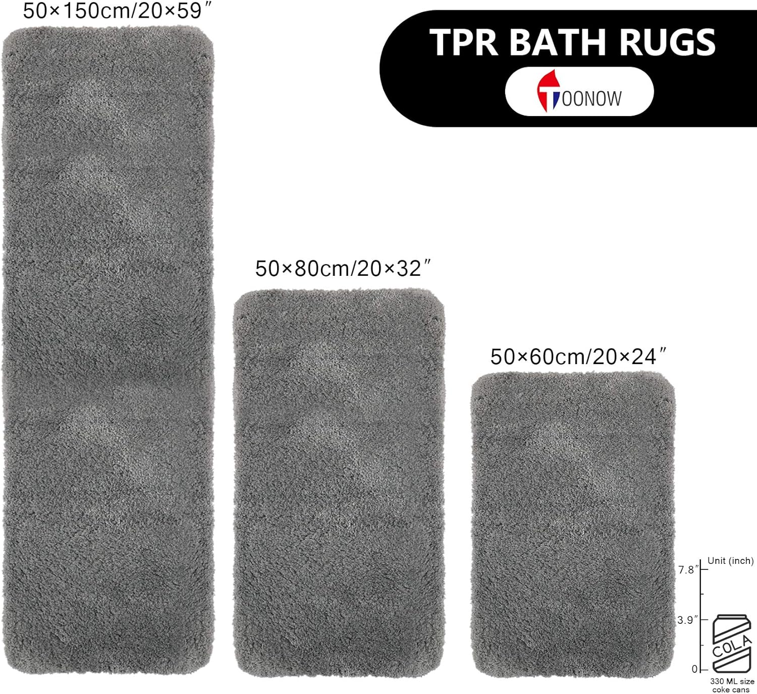 Soft Plush Bathroom Rug Bath Mat 20" x 32",Non-Slip Microfiber Fluffy Shaggy Water Absorbent Bath Rug Carpet,Machine Washable Rectangular Runner Area Rug Mats for Floor/Kitchen,Lava Grey: Home & Kitchen
