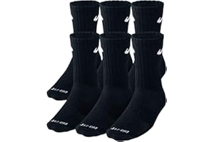 Nike Unisex Dri-Fit Crew 6-Pair Pack Black/(White) LG (Men's Shoe 8-12, Women's Shoe 10-13)