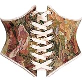 Scarlet Darkness Women's Corset Belt Renaissance Underbust Corset Floral Lace Up Boned Waist Belts