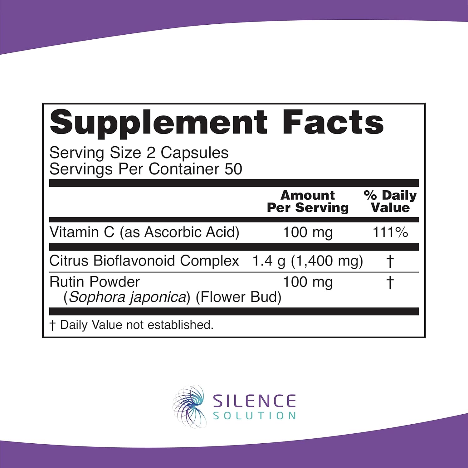 Tinnitus Relief Formula - Ear Ringing Relief with Bioflavonoids and Vitamin C - Tinnitus Treatment Recommended by Audiologists - 100 Capsules - Made in USA - 100% Natural - by Silence Solution: Health & Personal Care