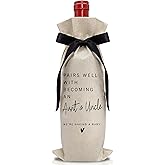 Black Bow Ribbon Pregnancy Announcement Wine Bag - Gifts for Grandparents Aunt Uncle Parents New Mom Dad Pairs Well With Becoming an Aunt Uncle for Baby Pregnancy Reveal Baby Shower Party - A35