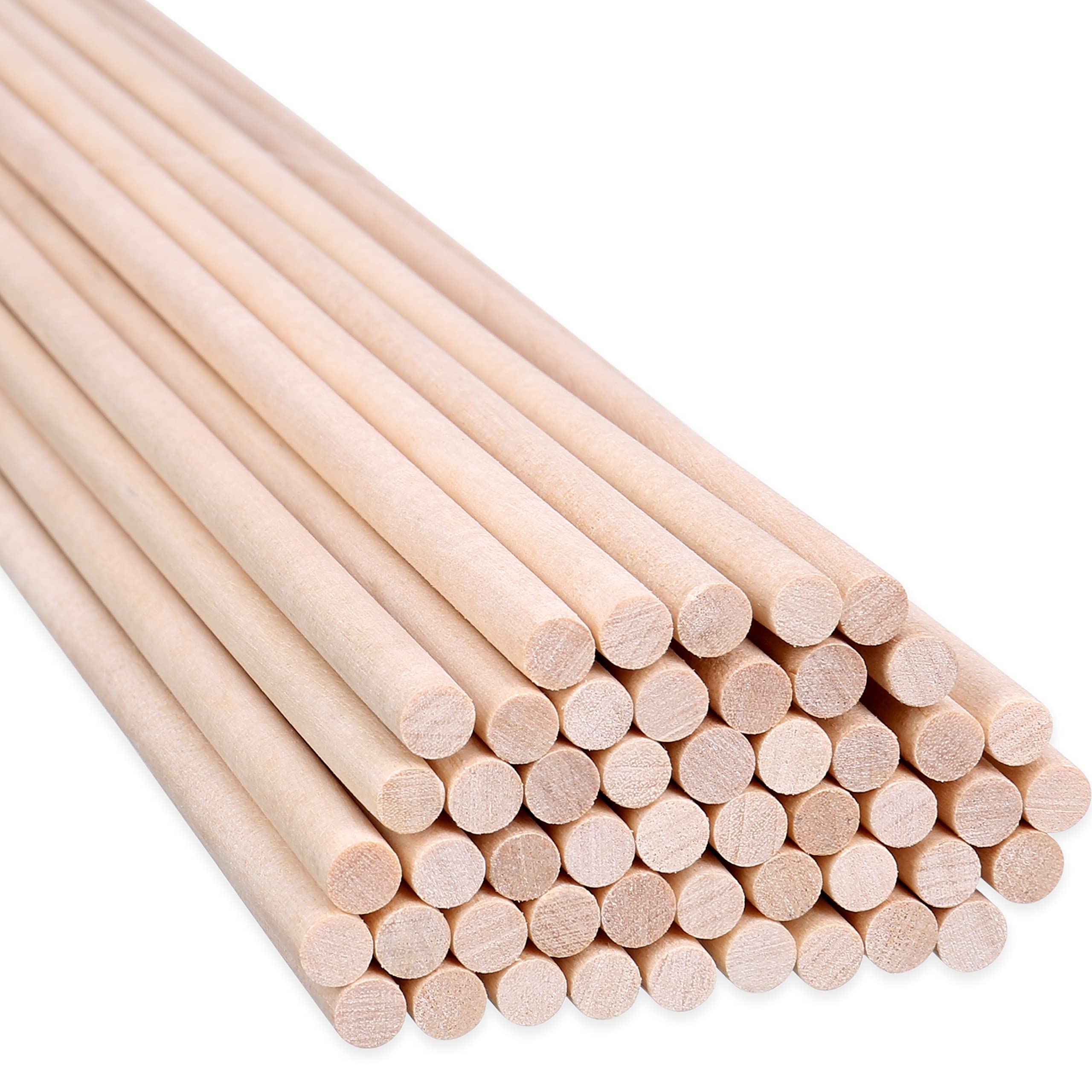 H&S 100 Wood Dowels 30cm x 6mm, Natural Unfinished Doweling Rods & Sticks for Cake & Craft Projects - Wooden Cake Dowels - Wooden Pole - Dowling Rods