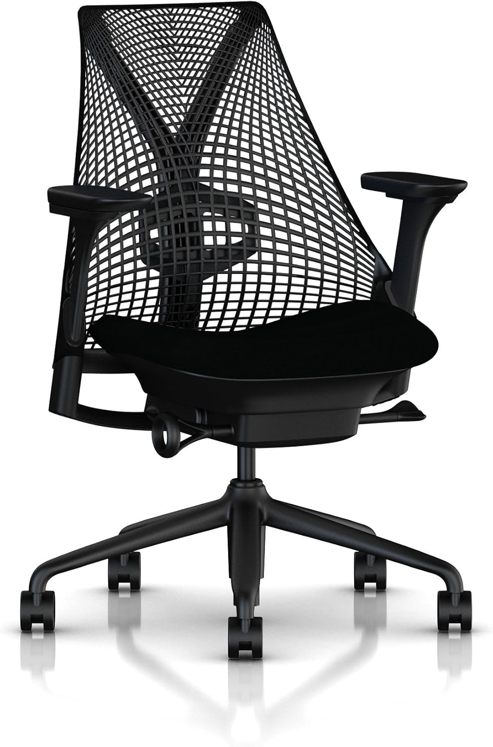 Herman Miller Sayl Ergonomic Office Chair with Tilt Limiter and Carpet Casters | Adjustable Seat Angle/Depth, Lumbar Support, and Arms | Black Frame with Black Rhythm Seat: Kitchen & Dining