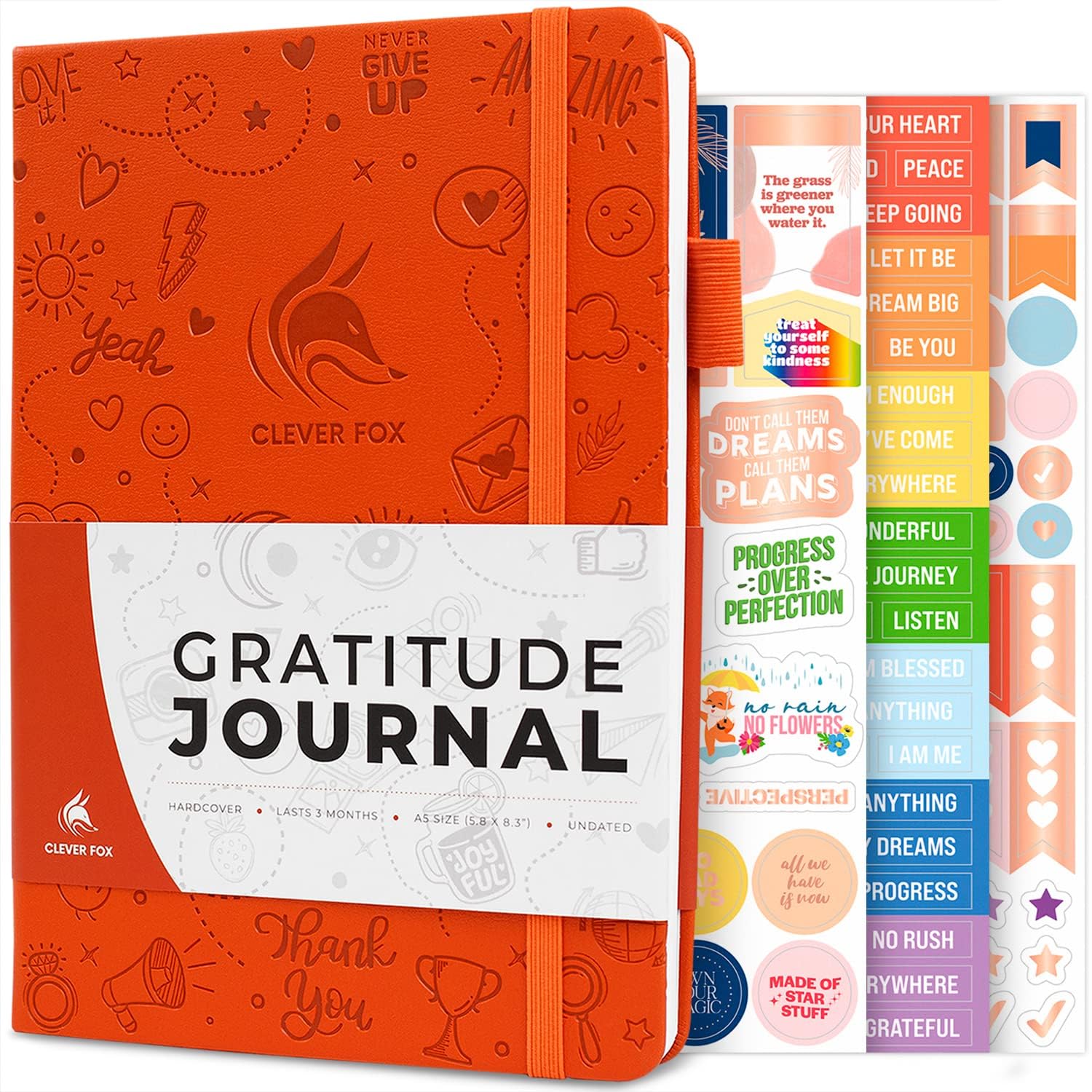 Clever Fox Gratitude Journal – Happiness, Positivity & Affirmation Daily Journal – Inspirational Daily Notebook – 3 Months, A5 (Orange) — image 1