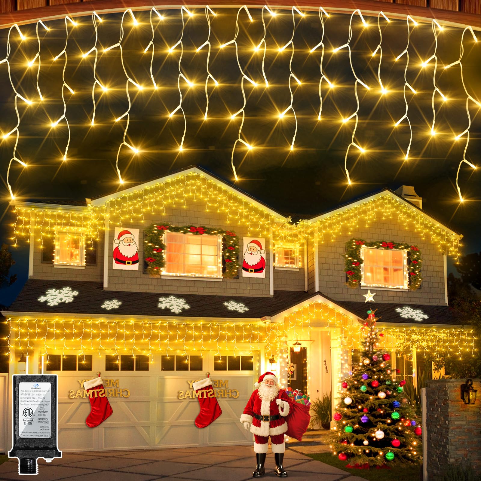 Photo 1 of 1620 LED Christmas Lights with 360Drops, 164ft 12 Modes Warm White Outdoor String Lights with Timer Dimmable, Waterproof Hanging Twinkle Lights for Indoor Holiday Wedding Party Eaves Christmas Decor
