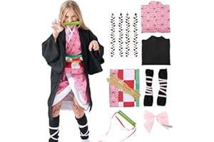 VZQI Halloween Cosplay Costumes Kamado Kids Anime Kimono Halloween Cloak