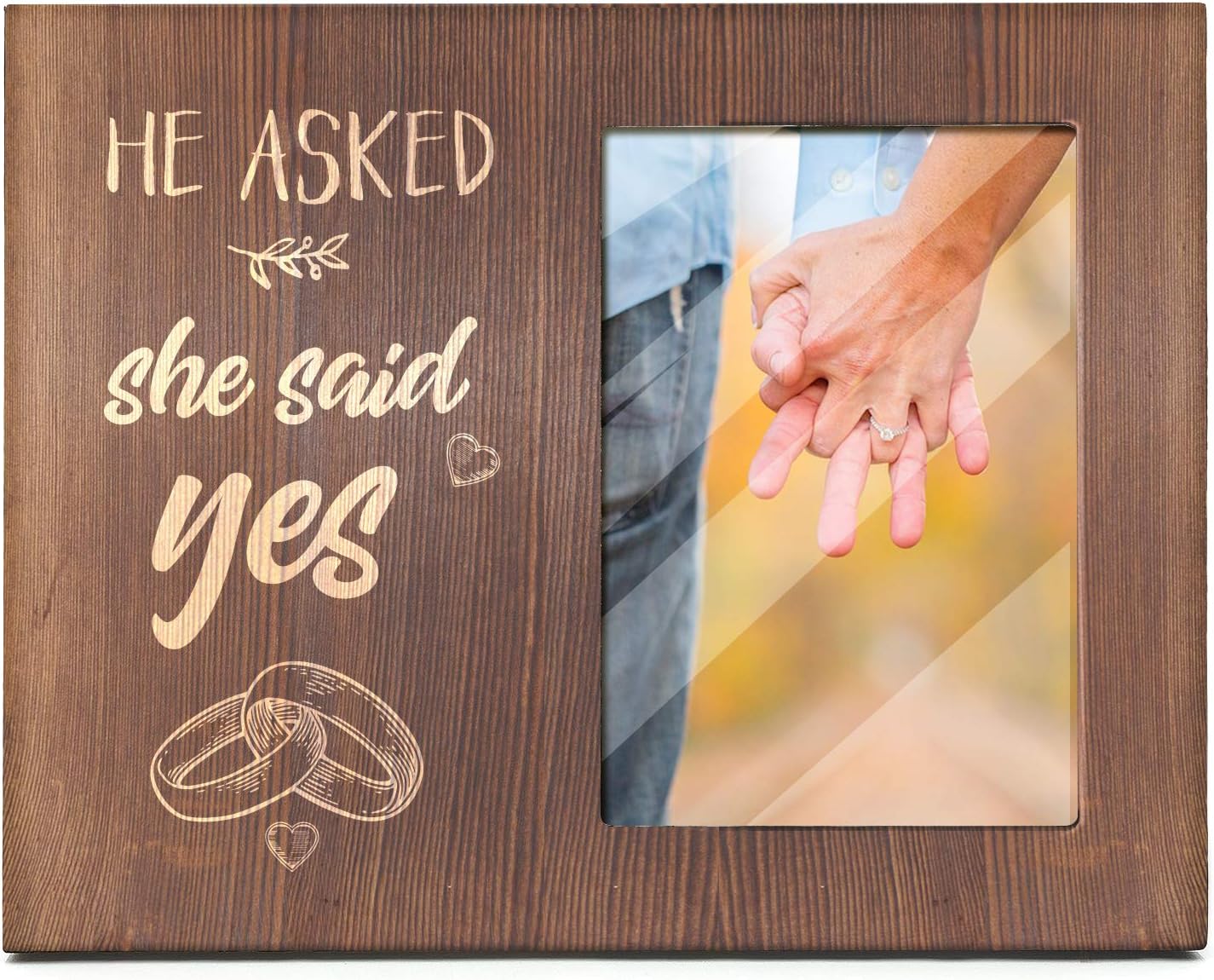 Ku-dayi He Asked, She Said Yes -Picture Photo Frame, Engagement Gifts, Wedding Gifts, Bride to Be, Groom to Be, We're Engaged Photo Frame, Proposal Gifts