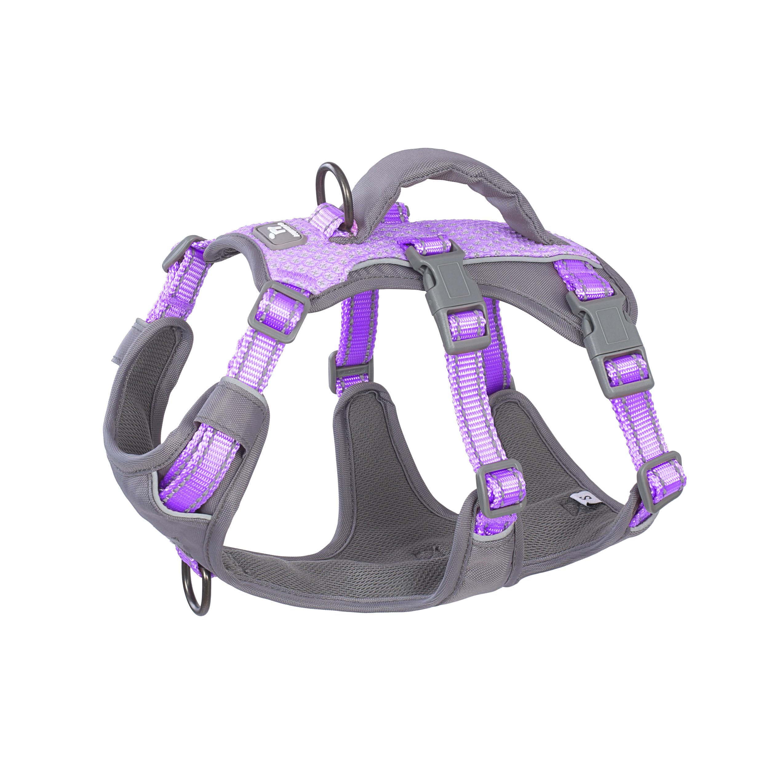 Huntboo Escape Proof Dog Harness Medium, Anti-Pull Dog Harness with Handle, Breathable, Adjustable, Reflective Dog Harnesses, Lightweight Dog Harness for Small Large Dogs Outdoor (Lavender Purple,M)