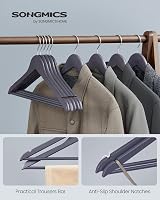 SONGMICS Wooden Hangers Set of 20 with Shoulder Notches 360° Hook Grey view 2