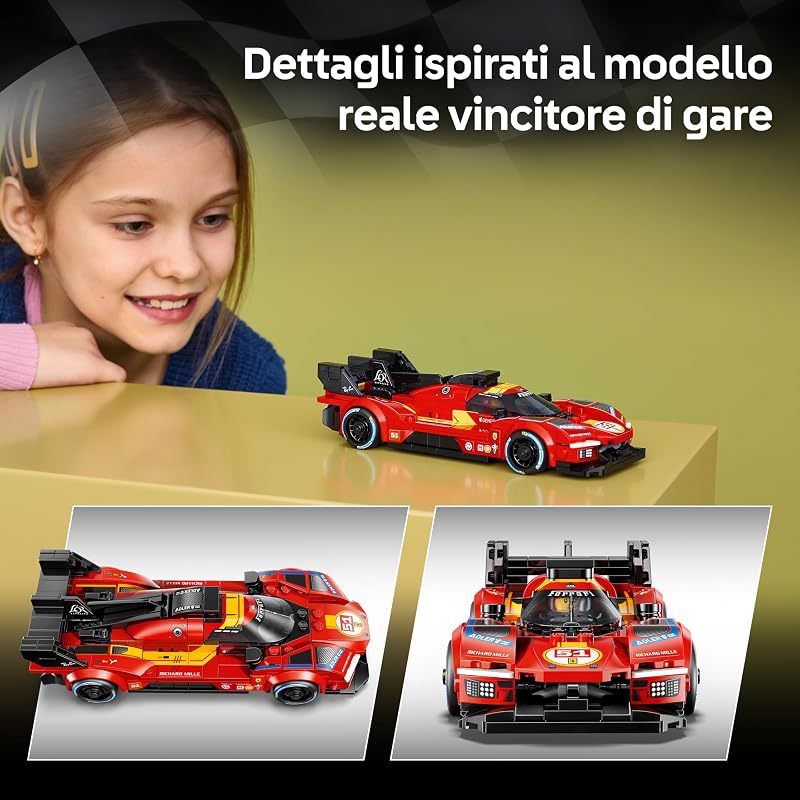 Speed Champions Ferrari 499P Macchina Giocattolo - Modello STEM di Auto da Corsa con Minifigure da Collezione - Gadget Sportivo Regalo per Bambini da 9 Anni in su e per Fan dei Motorsport - 77261 — foto 3 di 8