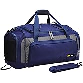 MIER Large Gym Bag for Men Sports Duffle Bag with Shoe Compartment 60L Lightweight Duffel Bags for Workout Fitness Travel, Blue