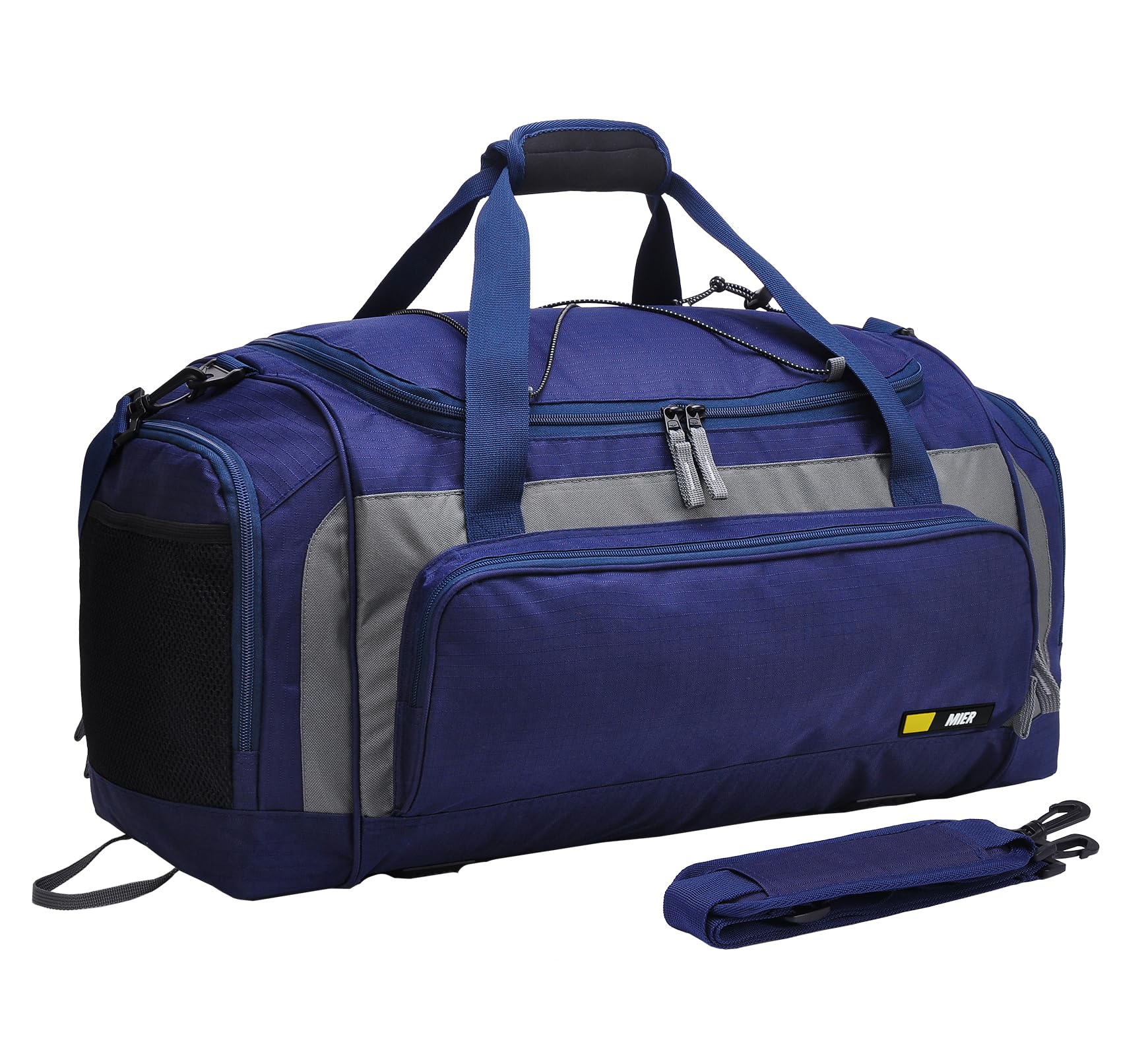 MIER Mens Holdall Large Gym Bags for Men Sports Duffel Bag with Shoes Compartment for Weekender Overnight Carry on Travel, 60L (Navy)